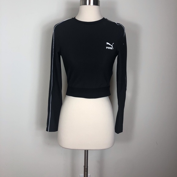 Puma Rib Cropped Long-Sleeve Top. - Picture 1 of 8